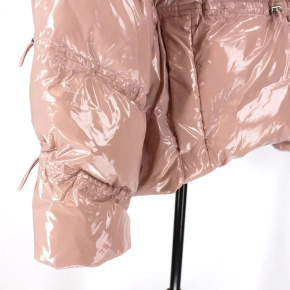 ALO Yoga Stunner Puffer Jacket High Gloss Dusty Pink Coat Hooded L NEW - Picture 5 of 10